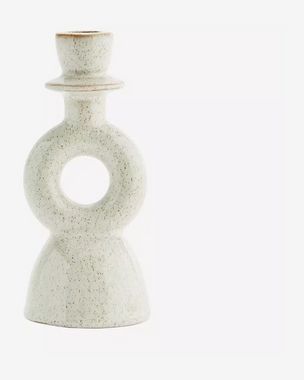 Candleholder Stoneware mini white Speckled one
