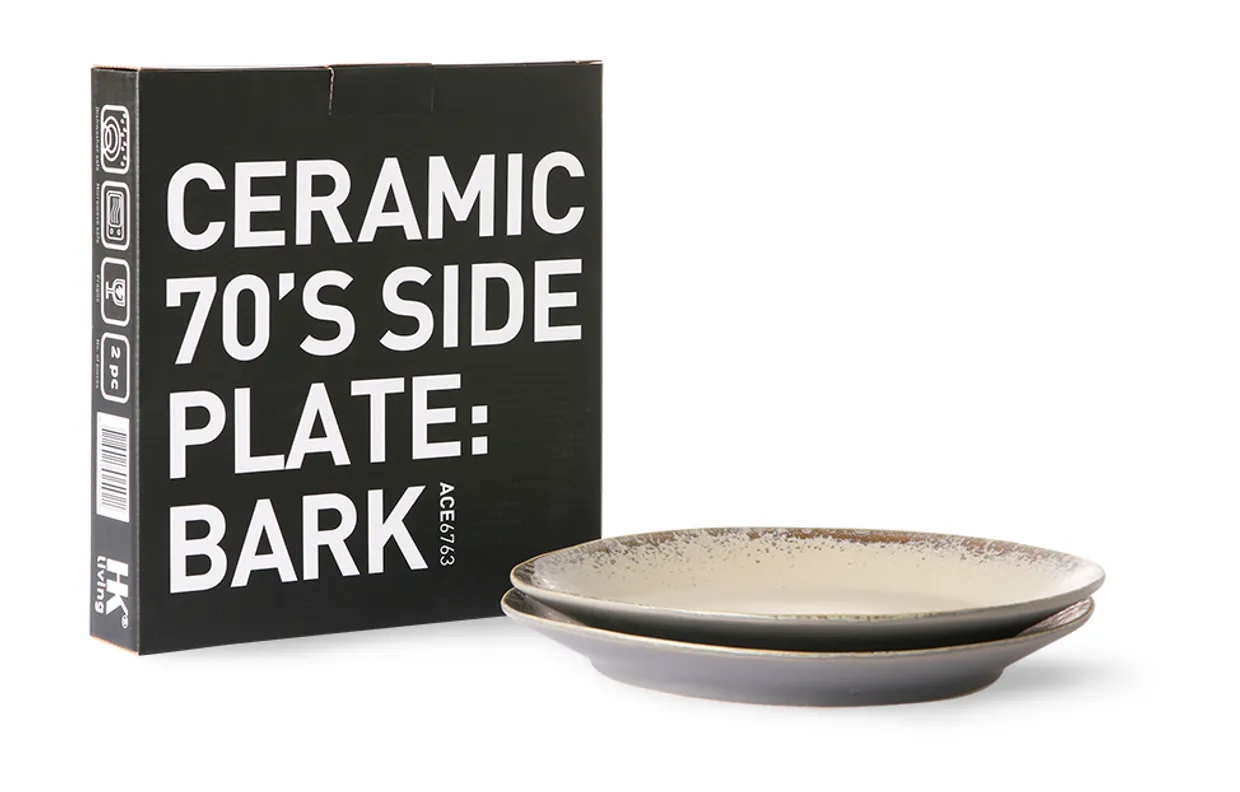 70s ceramics: side plates, bark (set of 2)