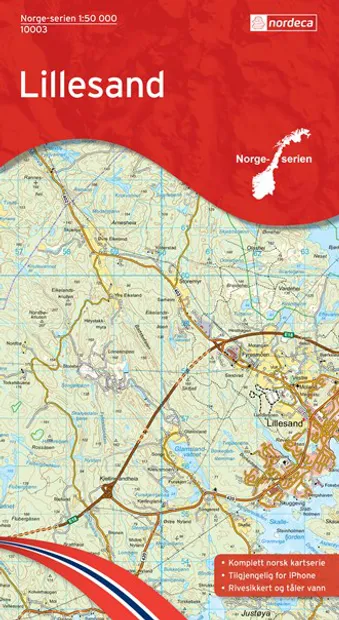 Wandelkaart - Topografische kaart 10003 Norge Serien Lillesand | Norde