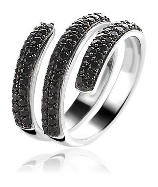 Zilveren trio ring zwart ZIR1253Z