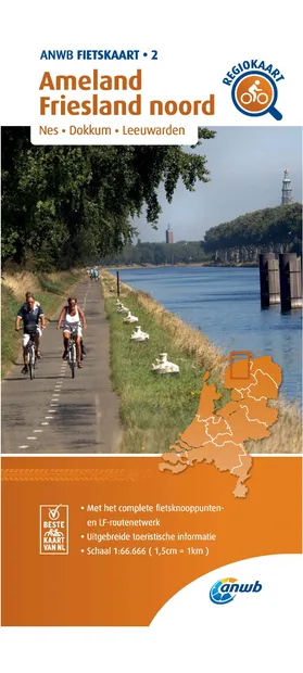 Fietskaart 02 Regio Fietskaart Ameland - Friesland noord | ANWB Media