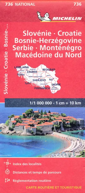 Wegenkaart - landkaart 736 Slovenie, Kroatie, Bosnie-Herzegowina, Serv