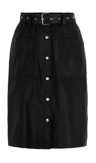 YASANDREA HW Nappalon Skirt Leather Black
