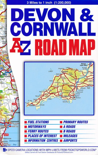 Wegenkaart - landkaart Road Map Devon & Cornwall | A-Z Map Company