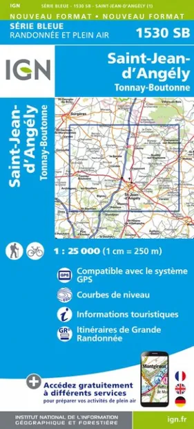 Wandelkaart - Topografische kaart 1530SB Saint-Jean-d'Angély | IGN - I