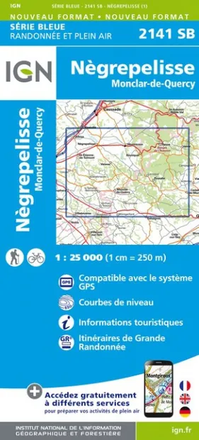 Wandelkaart - Topografische kaart 2141SB Nègrepelisse | IGN - Institut