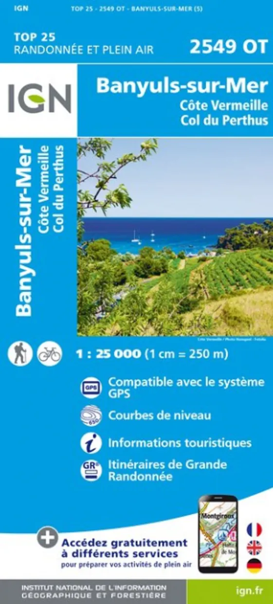 Wandelkaart - Topografische kaart 2549OT Banyuls-sur-Mer | IGN - Insti