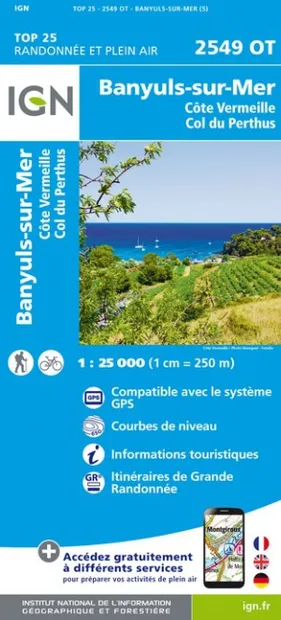 Wandelkaart - Topografische kaart 2549OT Banyuls-sur-Mer | IGN - Insti