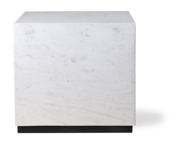 White marble block table L