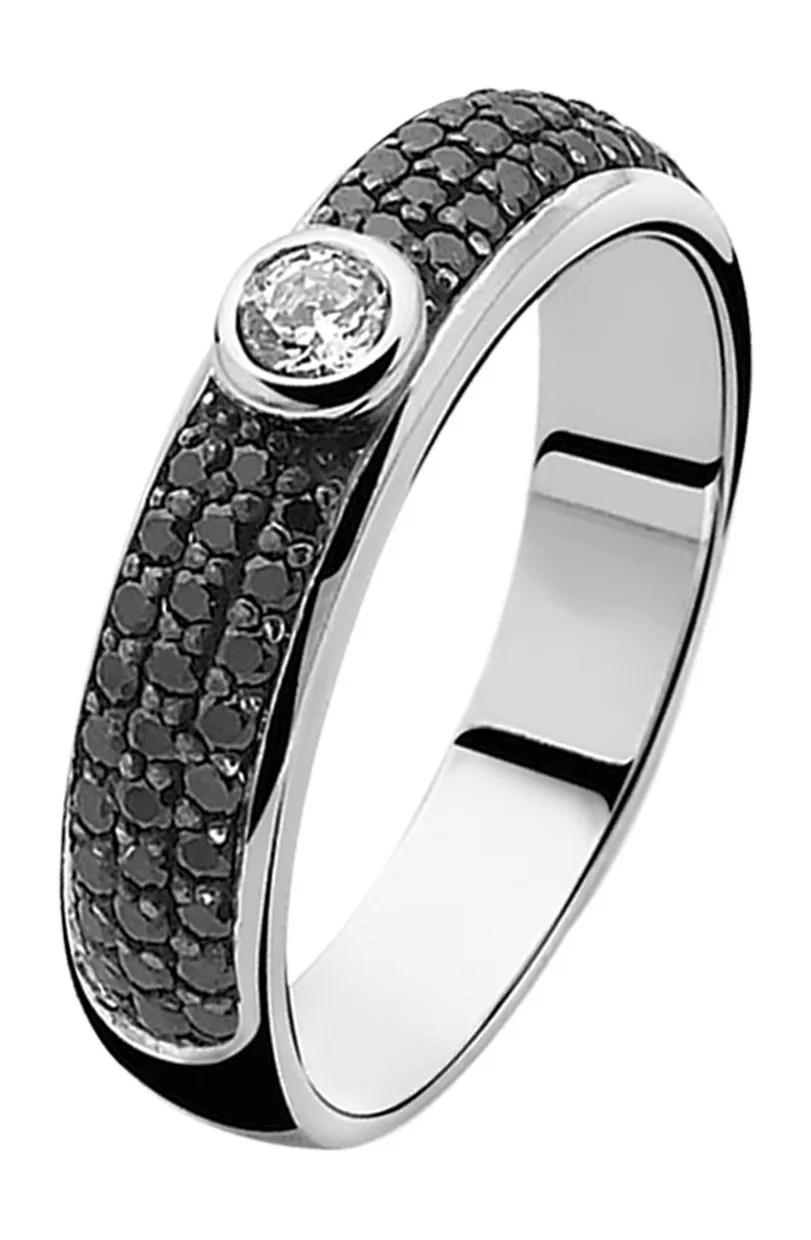 Zilveren ring zwart ZIR765