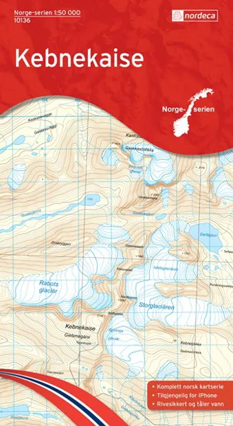 Wandelkaart - Topografische kaart 10136 Norge Serien Kebnekaise | Nord