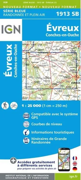 Wandelkaart - Topografische kaart 1913SB Evreux - Conches-en-Ouche | I