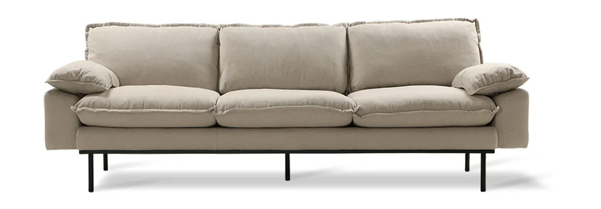 Retro sofa: 4-seats, cosy, beige
