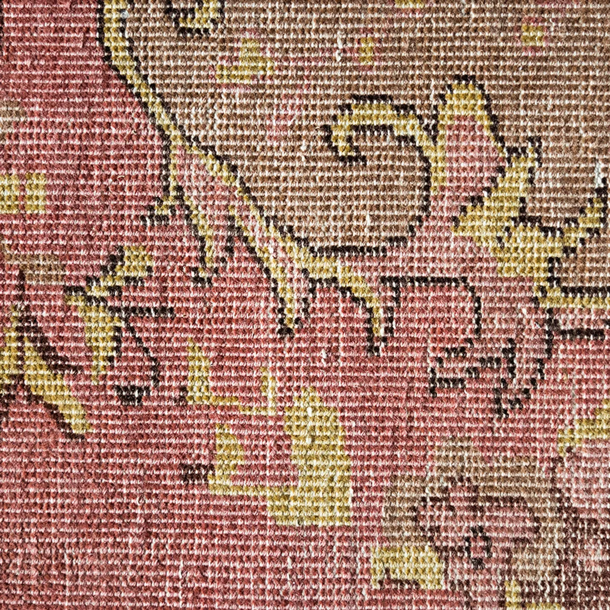 Wool knotted rug floral pink (200x300)