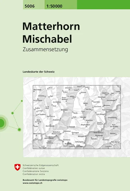 Wandelkaart - Topografische kaart 5006 Matterhorn Mischabel | Swisstop