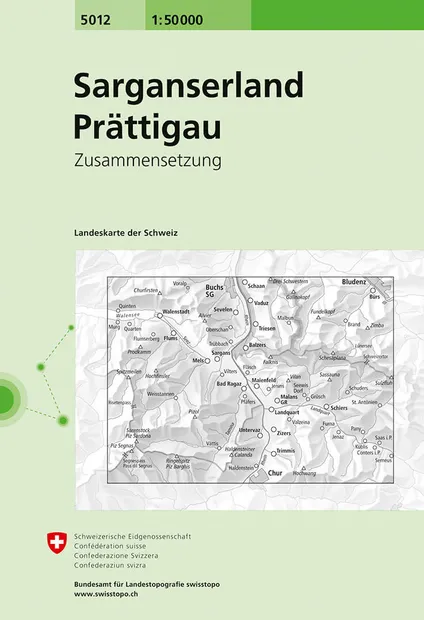 Wandelkaart - Topografische kaart 5012 Sarganserland - Prättigau | Swi