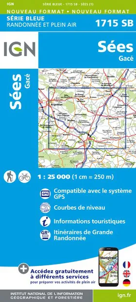 Wandelkaart - Topografische kaart 1715SB Sées - Gace | IGN - Institut