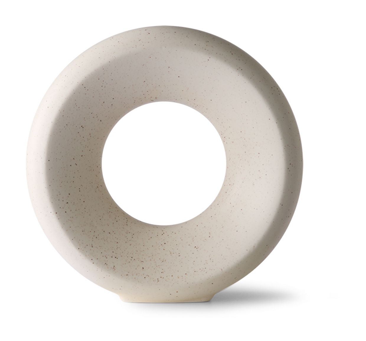 Ceramic circle vase M white speckled