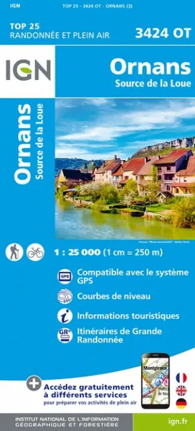 Wandelkaart - Topografische kaart 3424OT Ornans, Source de la Loue | I