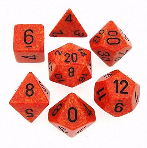 Fire Speckled Polyhedral Dobbelsteen Set (7 stuks)