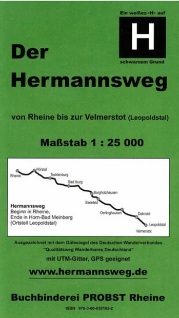 Wandelkaart Der Hermannsweg von Rheine bis zur Velmerstot (Leopoldstal