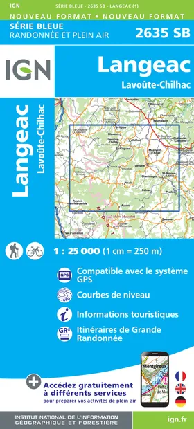 Wandelkaart - Topografische kaart 2635SB Langeac - Lavoûte-Chilhac | I