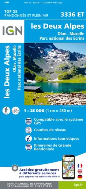 Wandelkaart - Topografische kaart 3336ET Les Deux Alpes | IGN - Instit