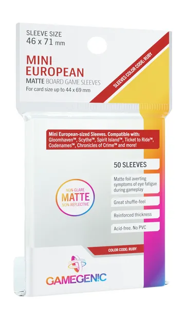 SLEEVES Matte Board Game - Ruby 46x71mm (50)