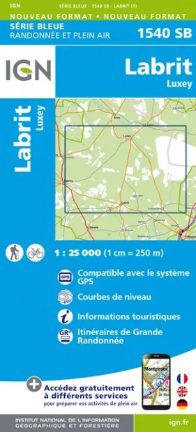 Wandelkaart - Topografische kaart 1540SB Labrit | IGN - Institut Géogr