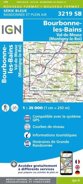 Wandelkaart - Topografische kaart 3219SB Bourbonne-les-Bains - Val-de-