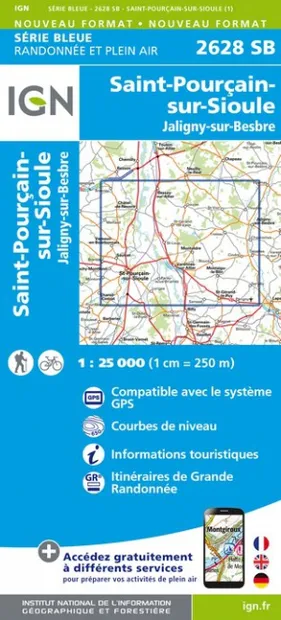 Wandelkaart - Topografische kaart 2628SB St-Pourçain-sur-Sioule | IGN
