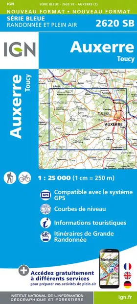 Wandelkaart - Topografische kaart 2620SB Auxerre - Toucy | IGN - Insti