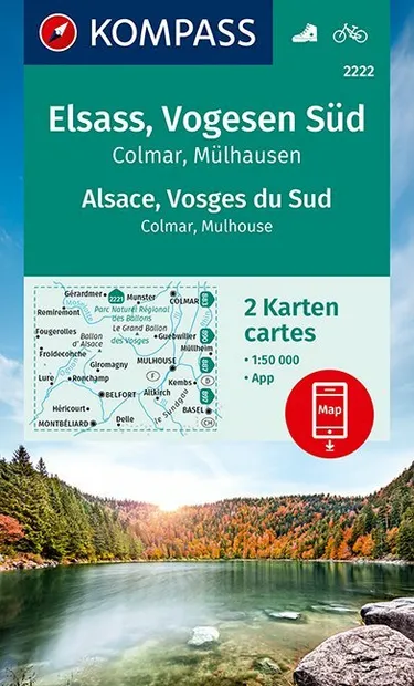 Wandelkaart - Fietskaart 2222 Elsass - Vogesen Süd, Alsace - Vosges du