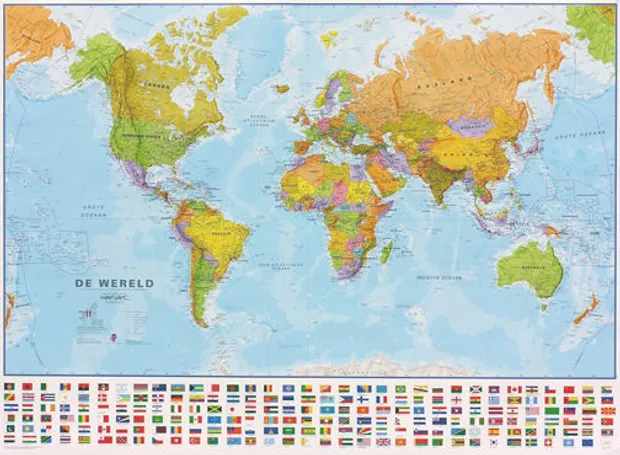 Wereldkaart 66ML-mvl Politiek, 136 x 100 cm | Maps International