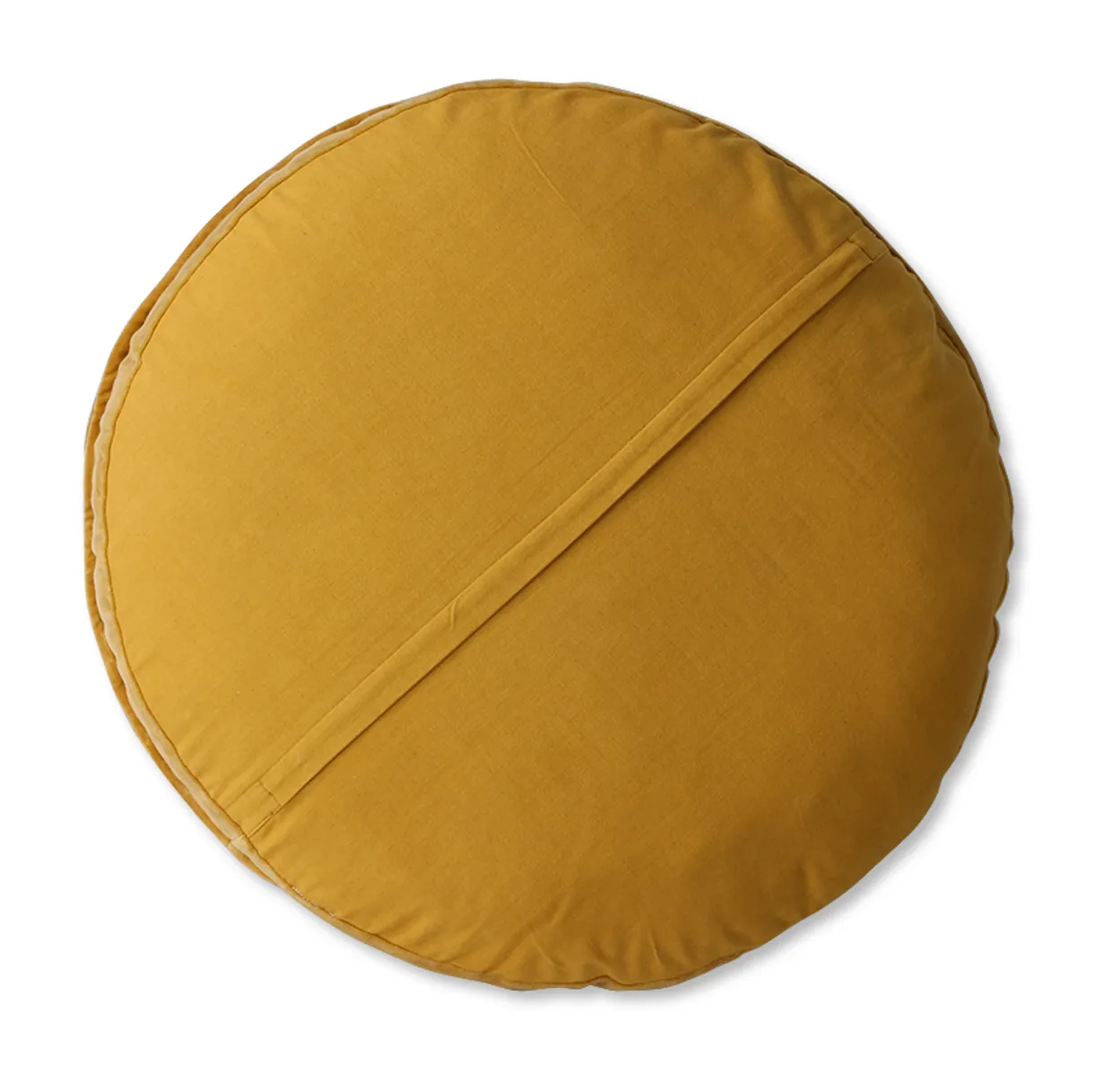 Striped velvet seat cushion round ochre/gold (ø60)