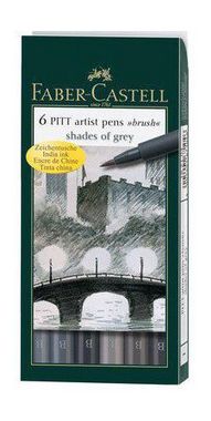 Pitt Artist Faber Castel brushpenset, shades of grey, 6 st