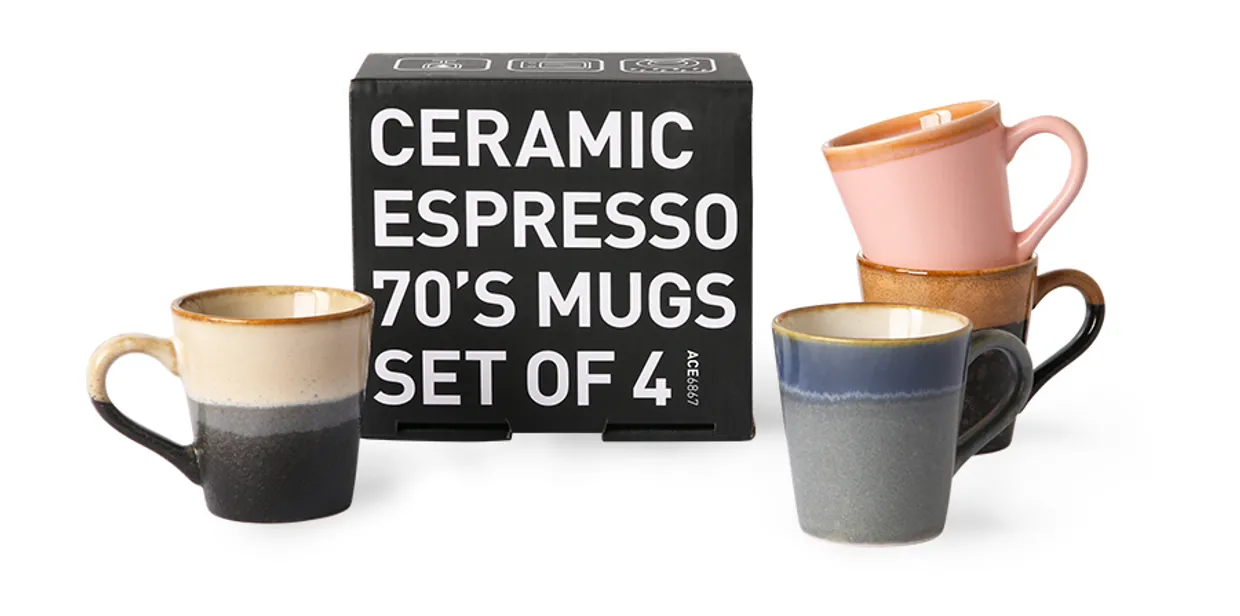 70s ceramics: espresso mugs, polaris (set of 4)