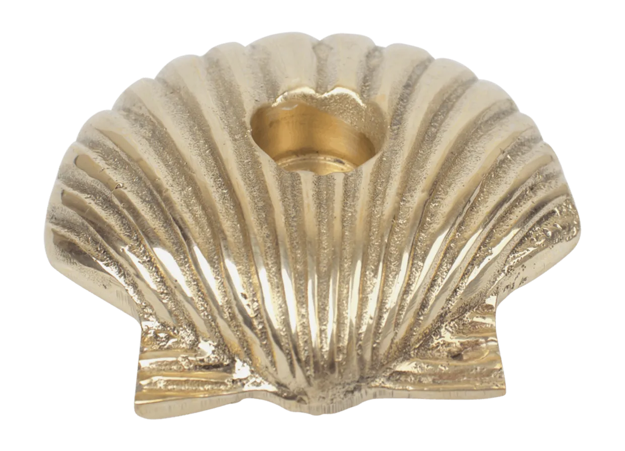 Shell candle holder Goud