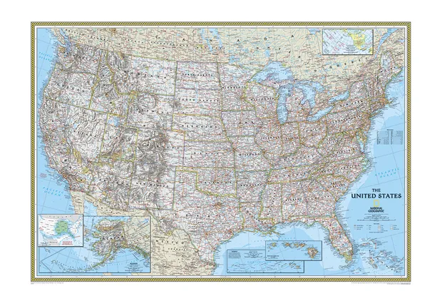 Wandkaart USA - Verenigde Staten Political, 110 x 77 cm | National Geo