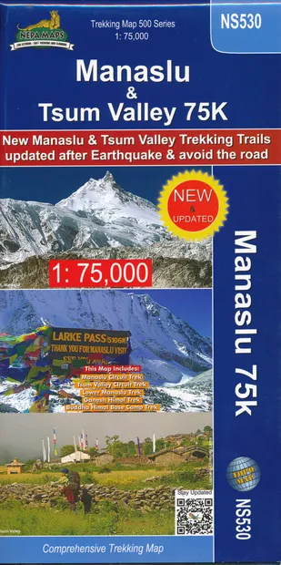 Wandelkaart NS530 Trekking map Manaslu - Tsum Valley | Himalayan Mapho