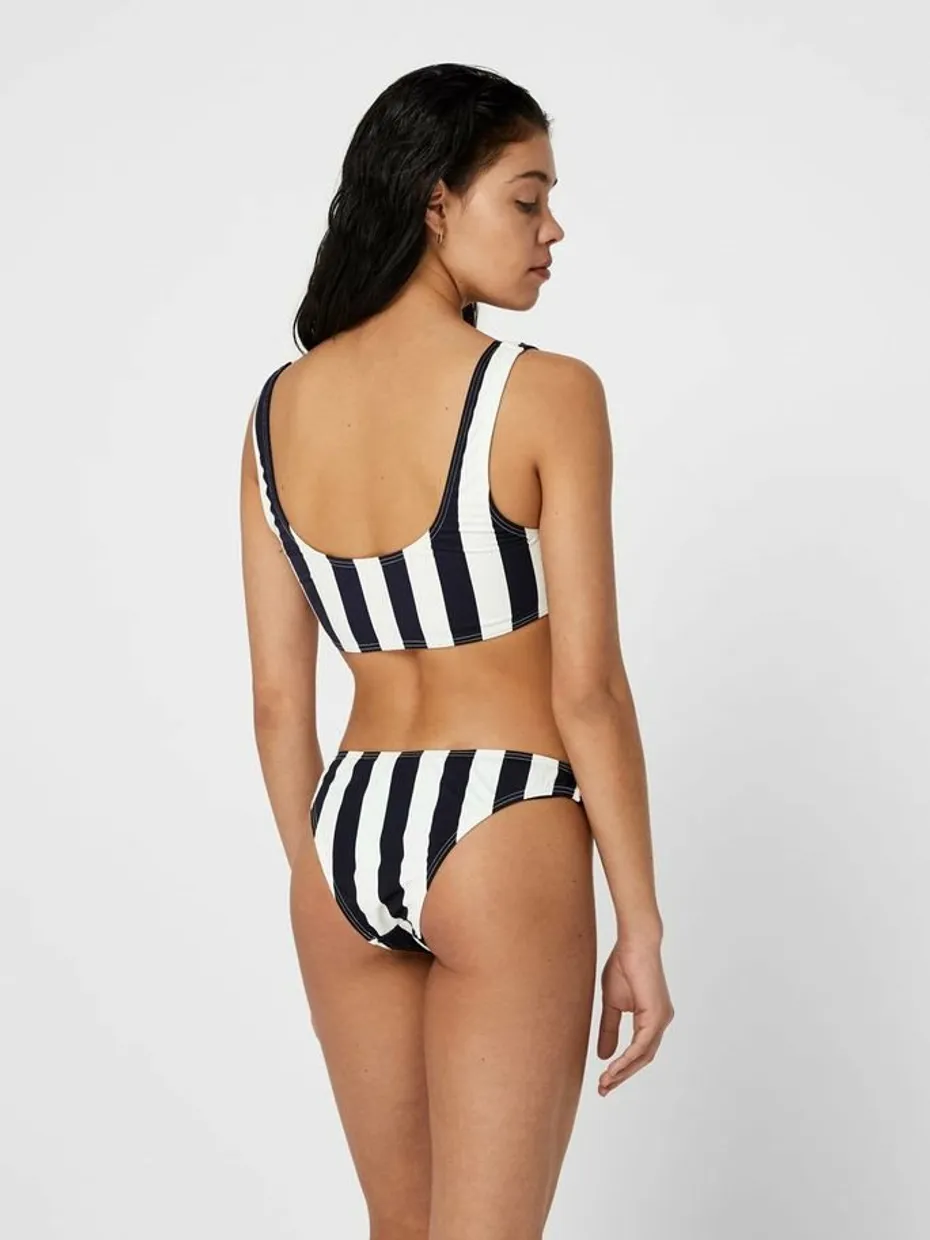 Striped bikini top blue