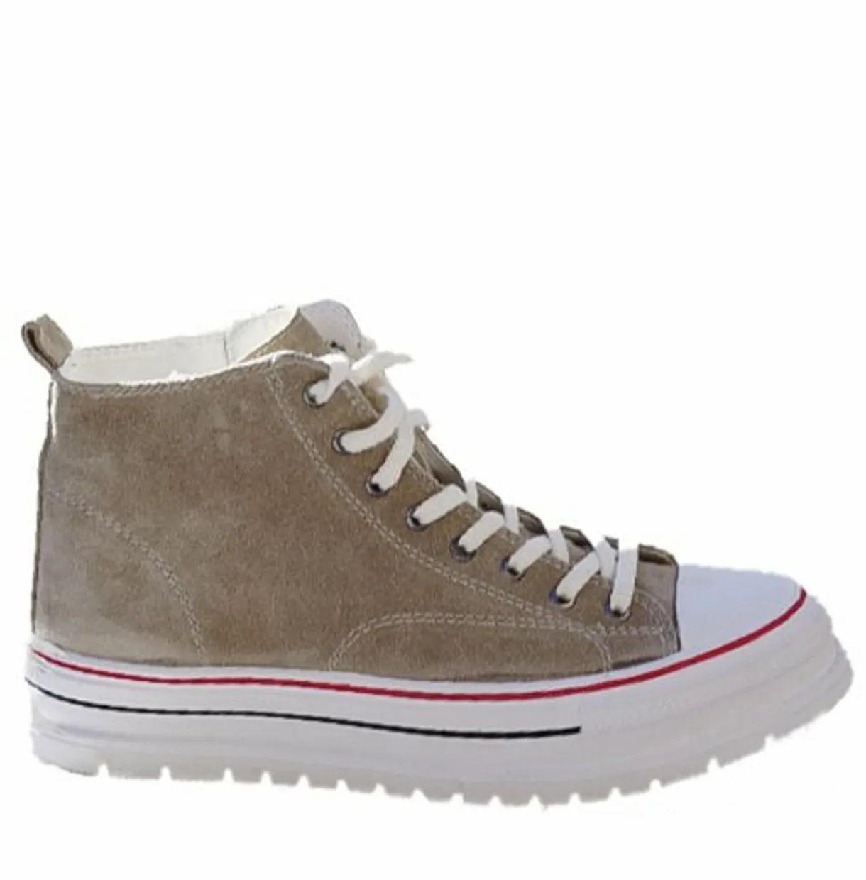 High top suede sneaker taupe