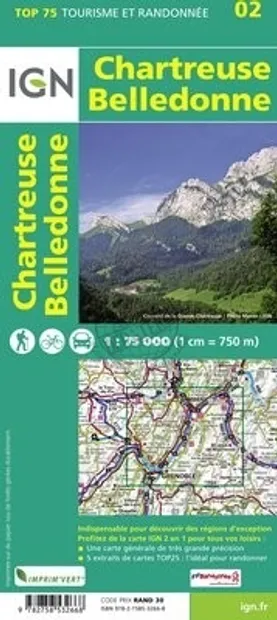 Fietskaart - Wandelkaart 02 Chartreuse - Belledonne | IGN - Institut G