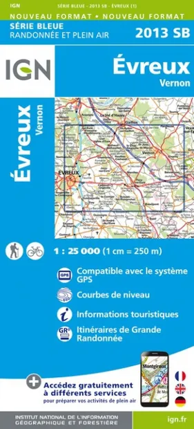 Wandelkaart - Topografische kaart 2013SB Evreux - Vernon - Pacy-sur-Eu