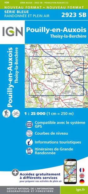 Wandelkaart - Topografische kaart 2923SB Pouilly-en-Auxois – Thoisy-la