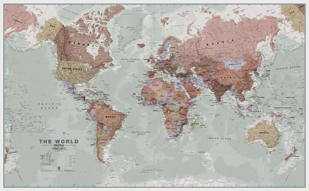 Wereldkaart 97ML World executive political, 136 x 84 cm | Maps Interna