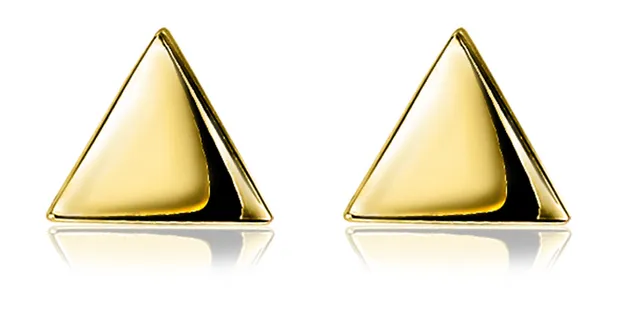 Zilveren oorknoppen geel verguld glad driehoek 6mm ZIO1375G