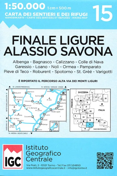 Wandelkaart 15 Finale Ligure Alassio Savona | IGC - Istituto Geografic