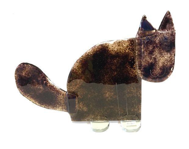 Zwarte kat - glasobject Monika Rubaniuk