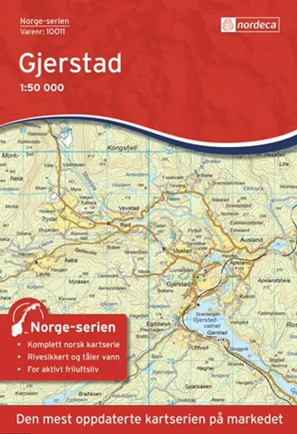 Wandelkaart - Topografische kaart 10011 Norge Serien Gjerstad | Nordec